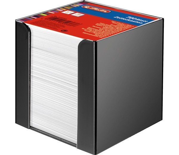 Herlitz μαύρος πλαστικός κύβος σημειώσεων 9x9x9 700φ λευκό