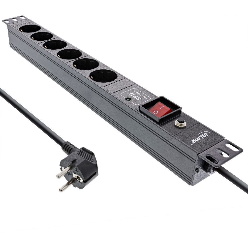 InLine 19" 6-way Socket Strip w/Surge Protection (16416P)