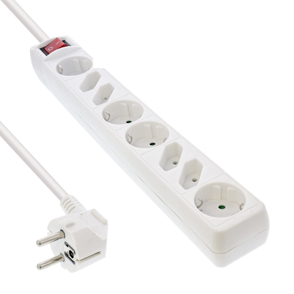 InLine 8-Port Schuko + Euro Power Strip White 1.5m (16481T)
