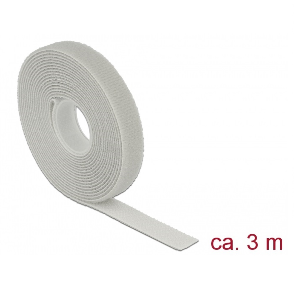 Delock Hook-and-Loop 13mm Fasteners Roll 3m Grey (18275)