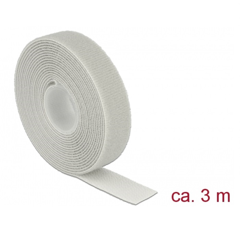 Delock Hook-and-Loop 20mm Fasteners Roll 3m Grey (18279)