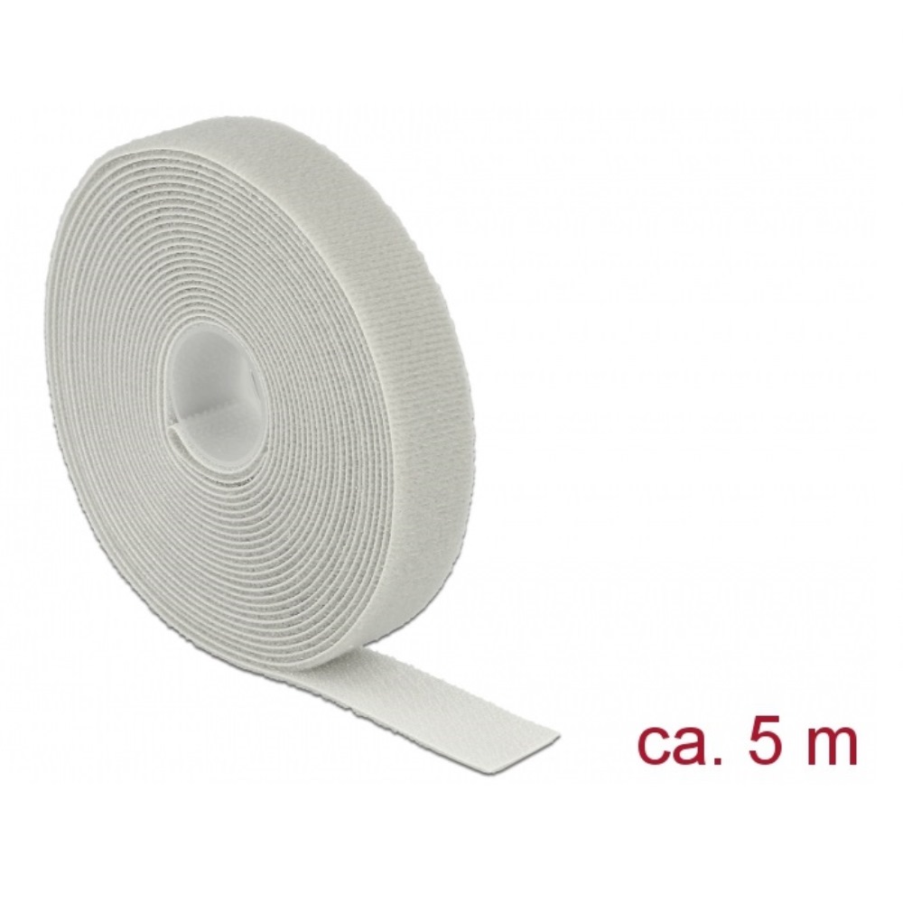 Delock Hook-and-Loop 20mm Fasteners Roll 5m Grey (18280)