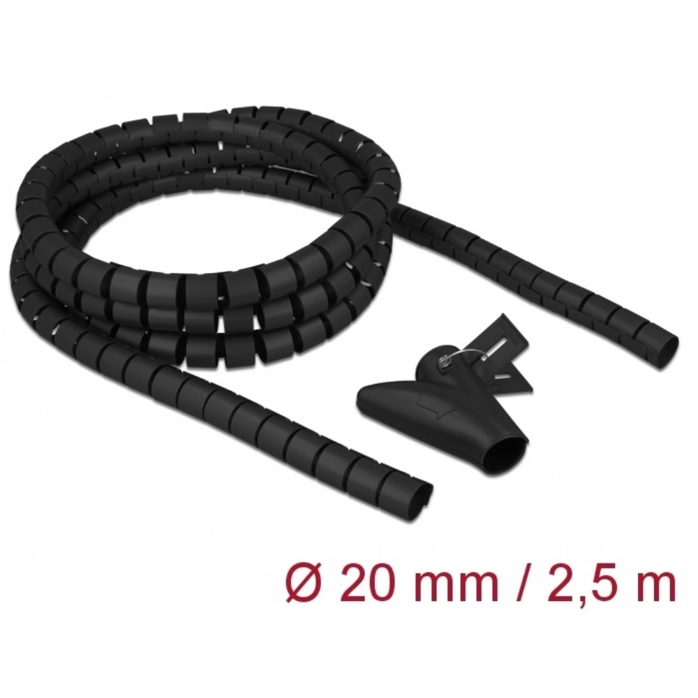 Delock Spiral Hose 2.5m x 20mm Black (18836)