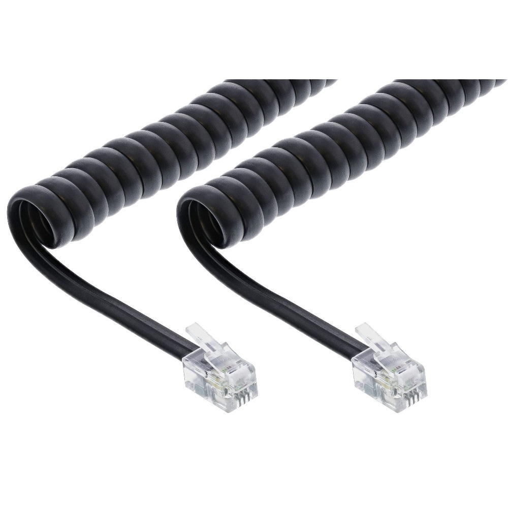 InLine Coiled Cable RJ10 M/M 2m Black (18893)