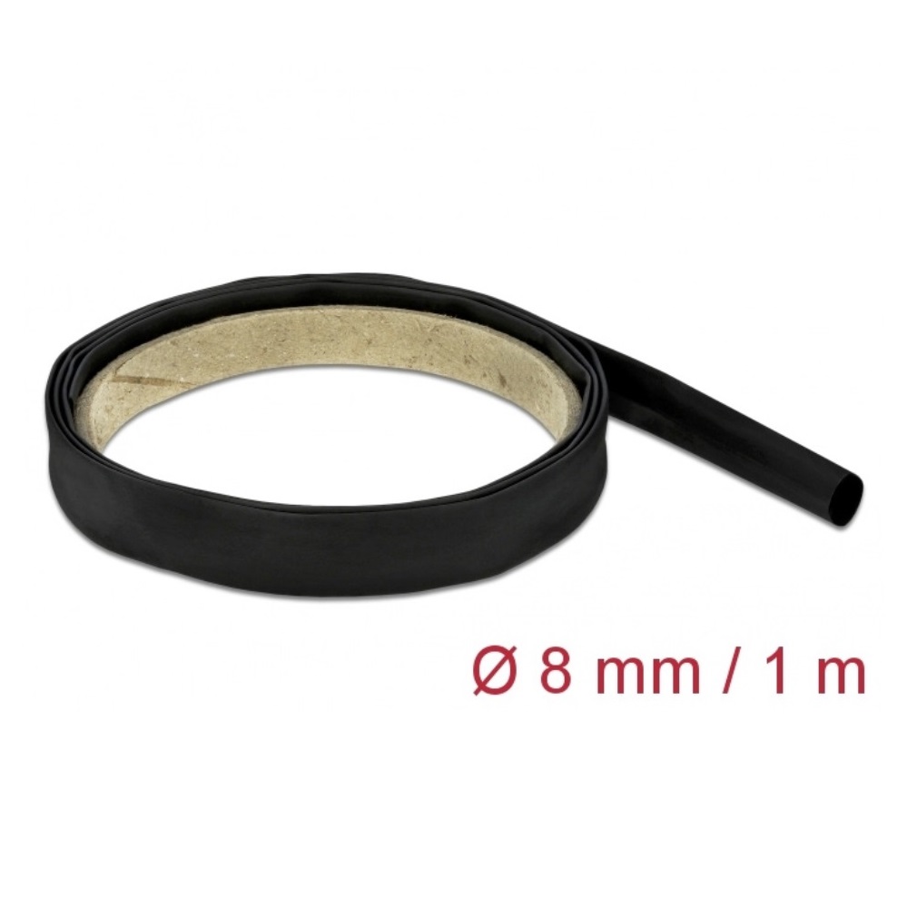 Delock Heat Shrink Tube 1m x 8mm Ratio 2:1 Black (18973)
