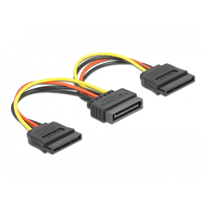 Delock Power Cable SATA > 2 x SATA 15pin F/M 15cm (60105)