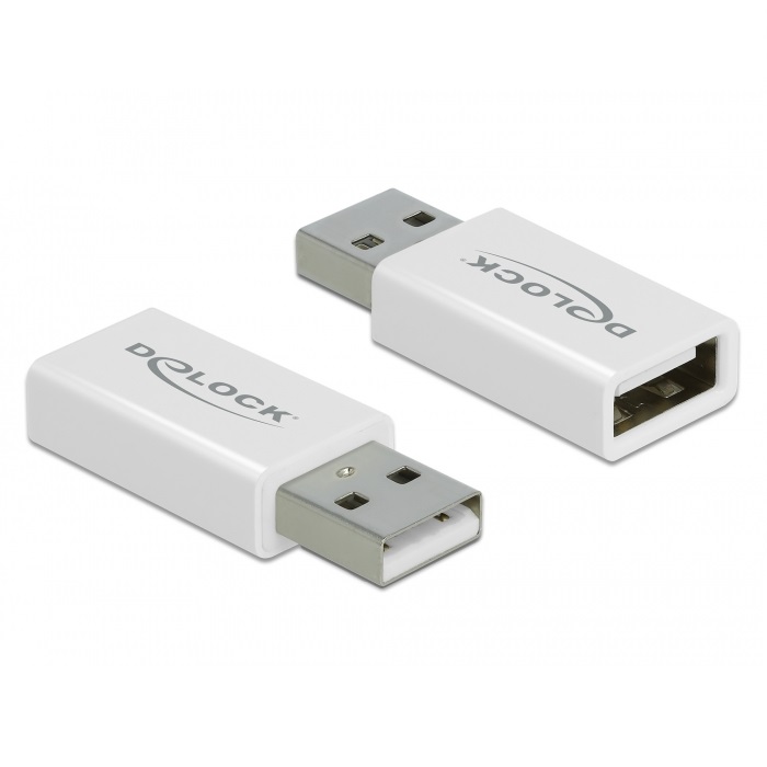 Delock Adapter USB-A 2.0 M/F Data Blocker White (66530)