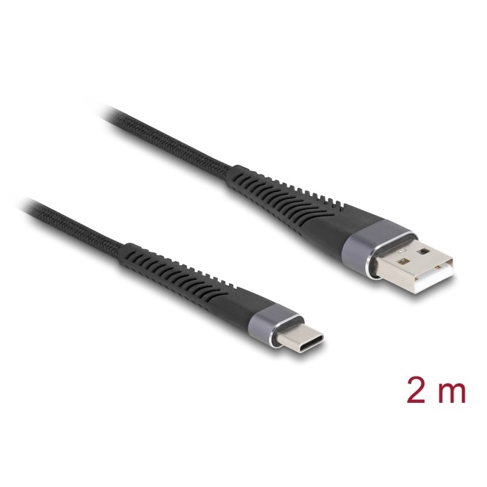Delock Cable USB-A 2.0 > USB-C 2m w/Bend Protecion (81122)
