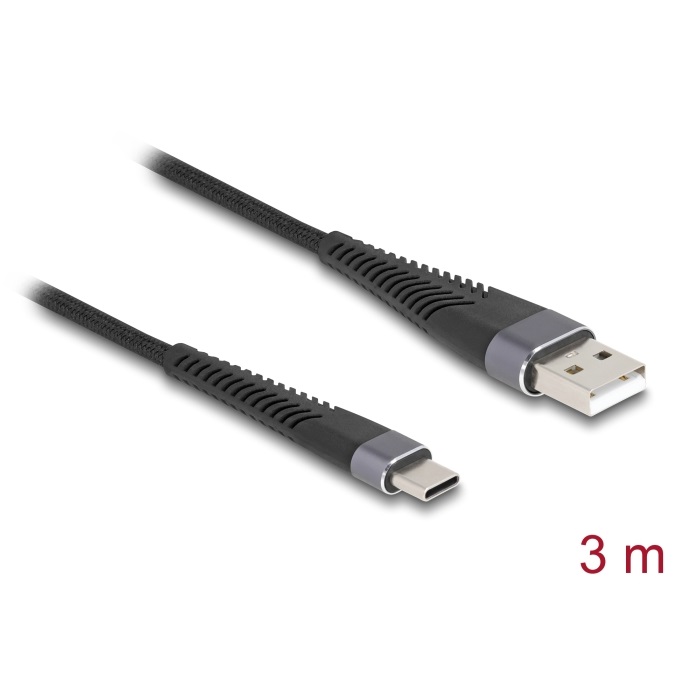 Delock Cable USB-A 2.0 > USB-C 3m w/Bend Protecion (81123)