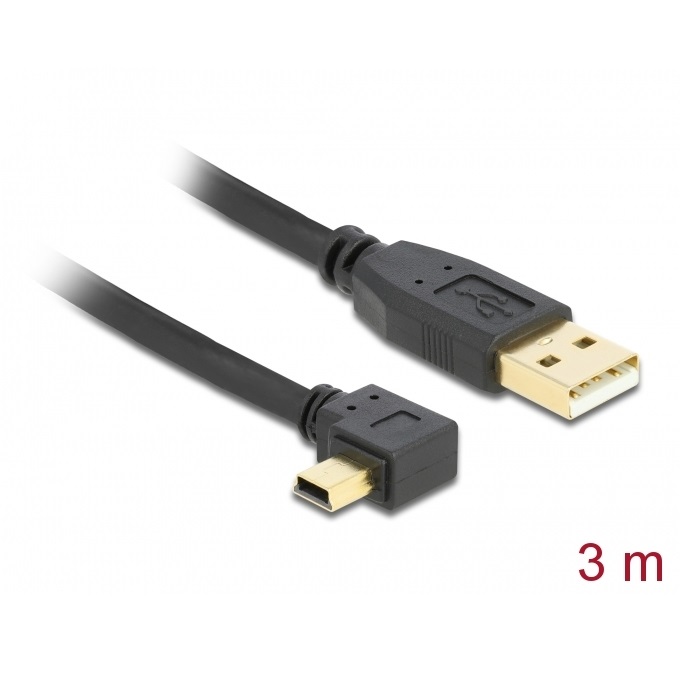 Delock USB-A 2.0 > Mini USB-B 5pin Angled 3m (82683)
