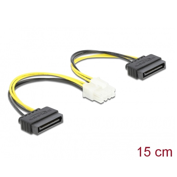 Delock Power Cable 2 x SATA 15pin > 8pin EPS 15cm (83020)