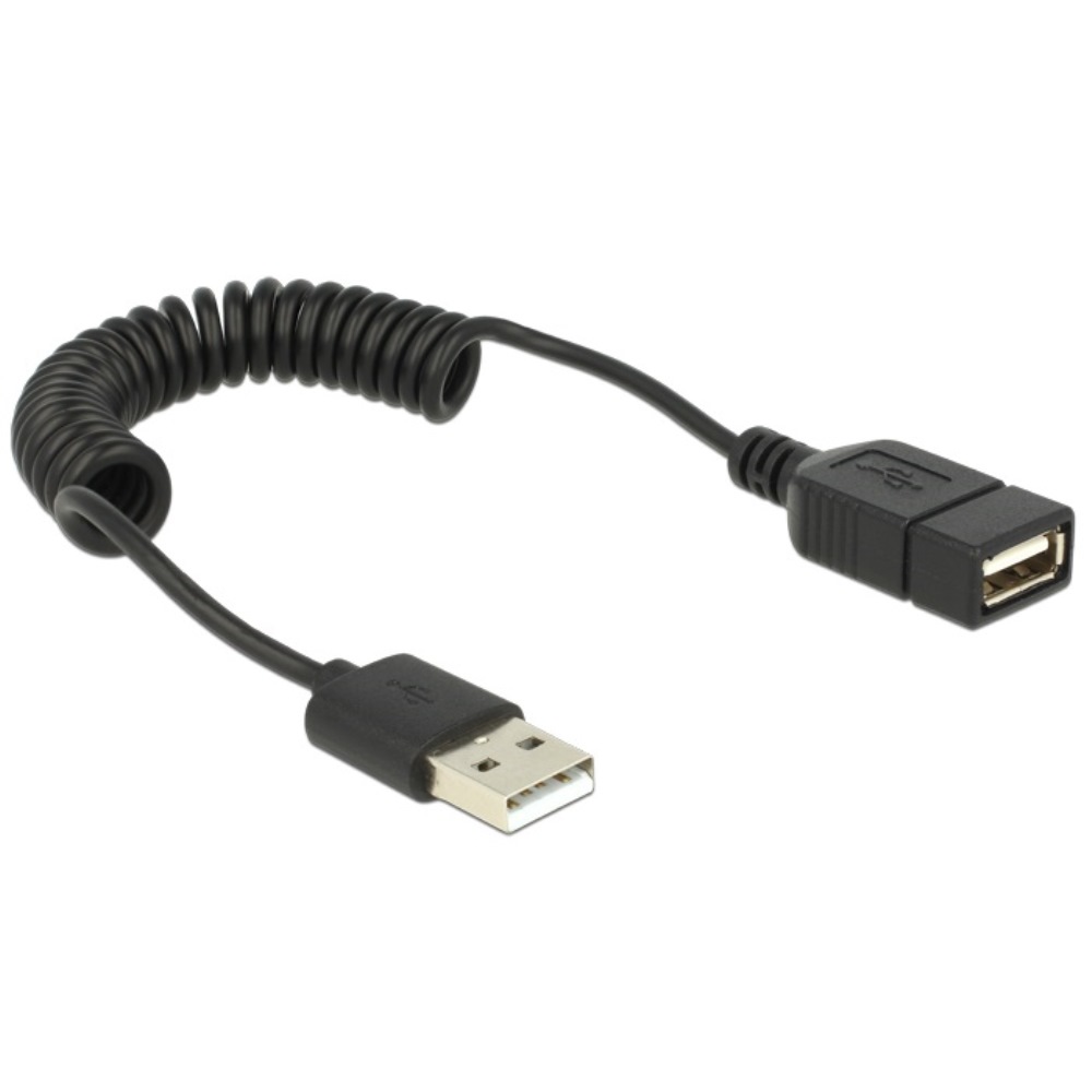 Delock Extension Cable USB-A 2.0 M/F Coiled 60cm (83163)