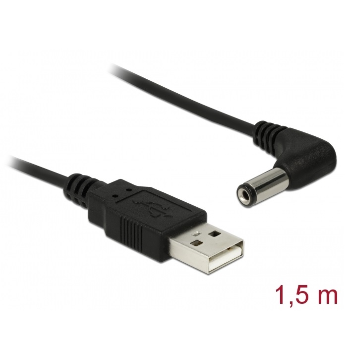 Delock USB Power Cable > DC 5.5 x 2.1 mm 90° 1.5m (83578)