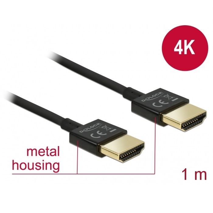 Delock Slim Cable HDMI w/Ethernet 3D 4K 1m (84771)