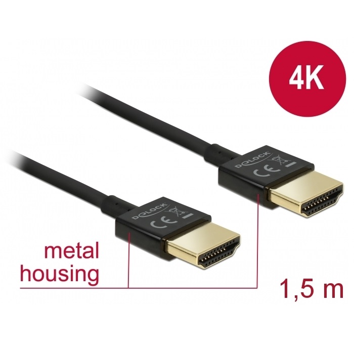 Delock Slim Cable HDMI w/Ethernet 3D 4K 1.5m (84772)