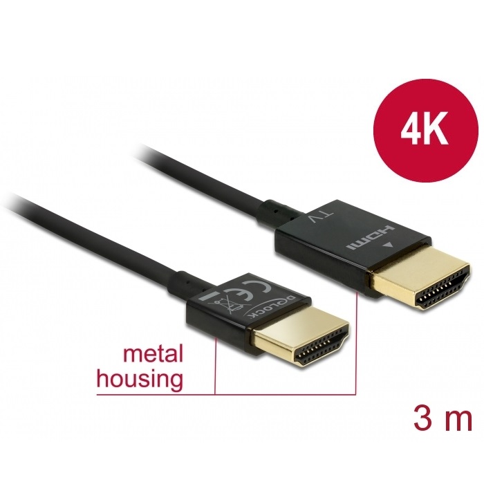 Delock Slim Cable HDMI w/Ethernet 3D 4K 3m Active (84774)