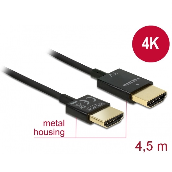 Delock Slim Cable HDMI w/Ethernet 3D 4K 4.5m Active (84775)