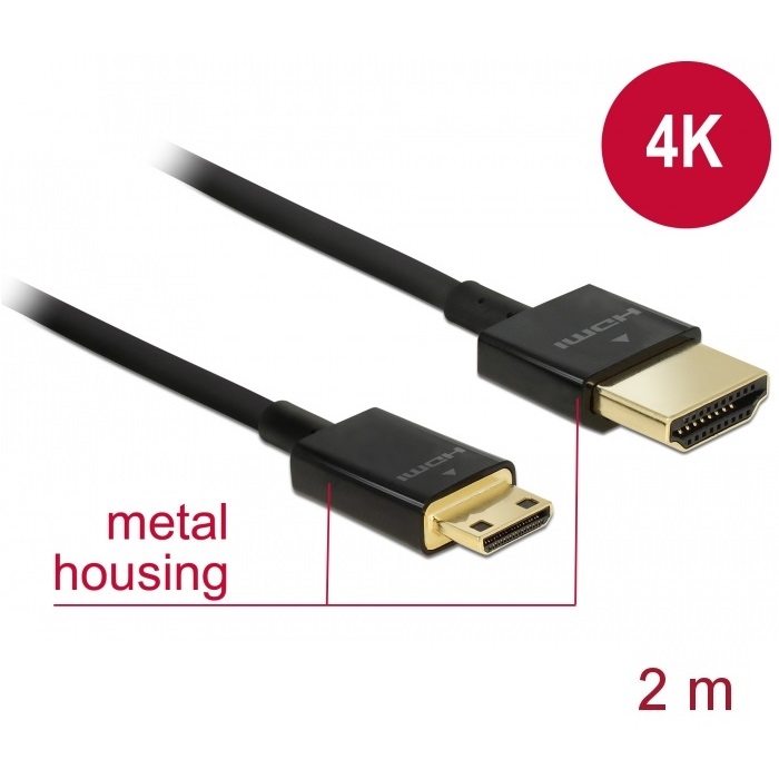 Delock Slim Cable HDMI > Mini HDMI 3D 4K 2m (84778)