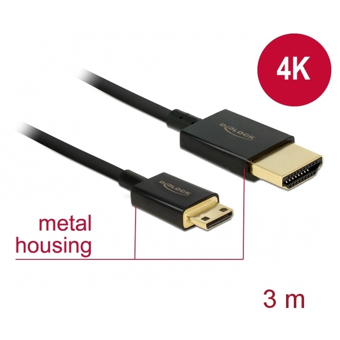 Delock Slim Cable HDMI > Mini HDMI 3D 4K 3m Active (84779)