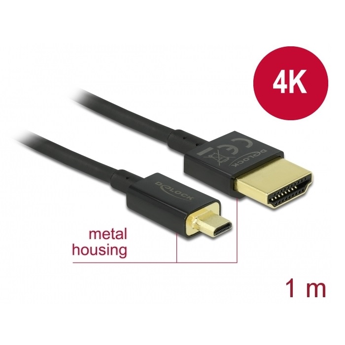 Delock Slim Cable HDMI > Micro HDMI M/M 3D 4K 1m (84781)