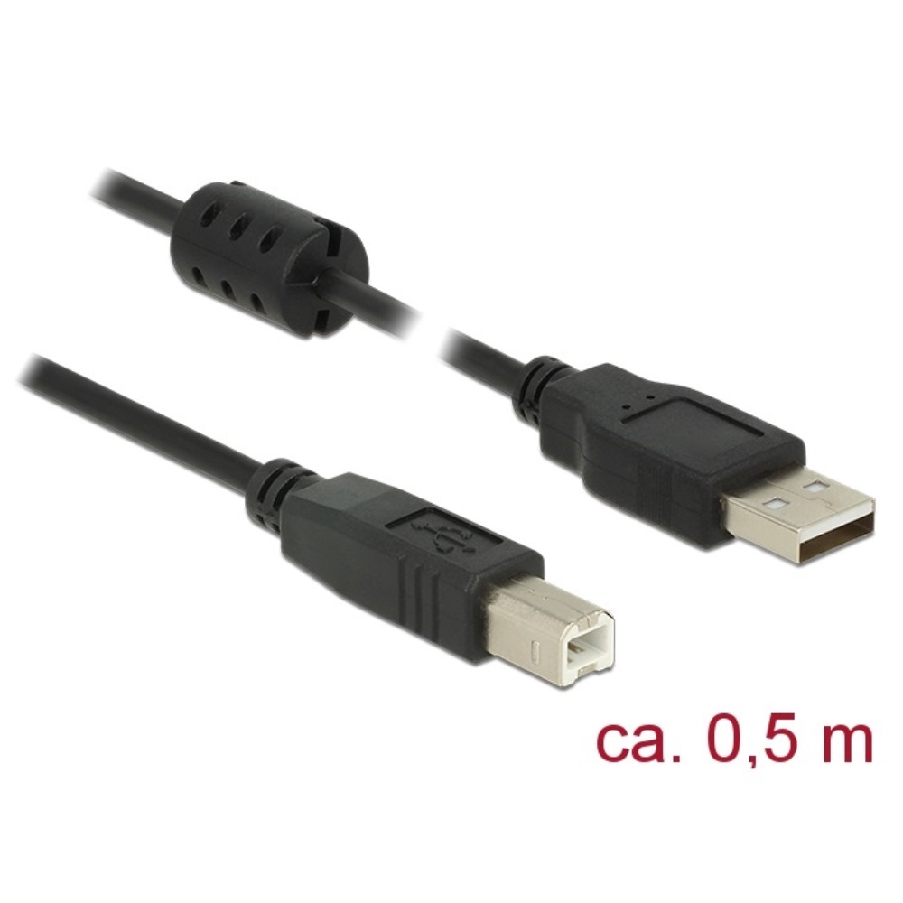 Delock USB 2.0 Data Cable M/M 0.5m Black (84894)
