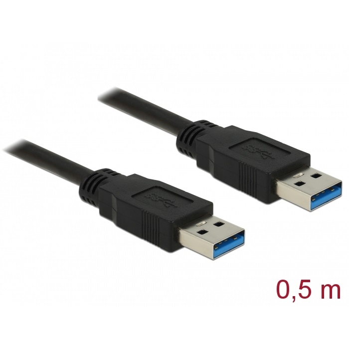 Delock USB-A 3.0 Data Cable M/M 0.5m Black (85059)