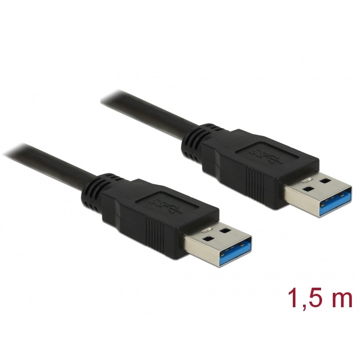 Delock USB-A 3.0 Data Cable M/M 1.5m Black (85061)