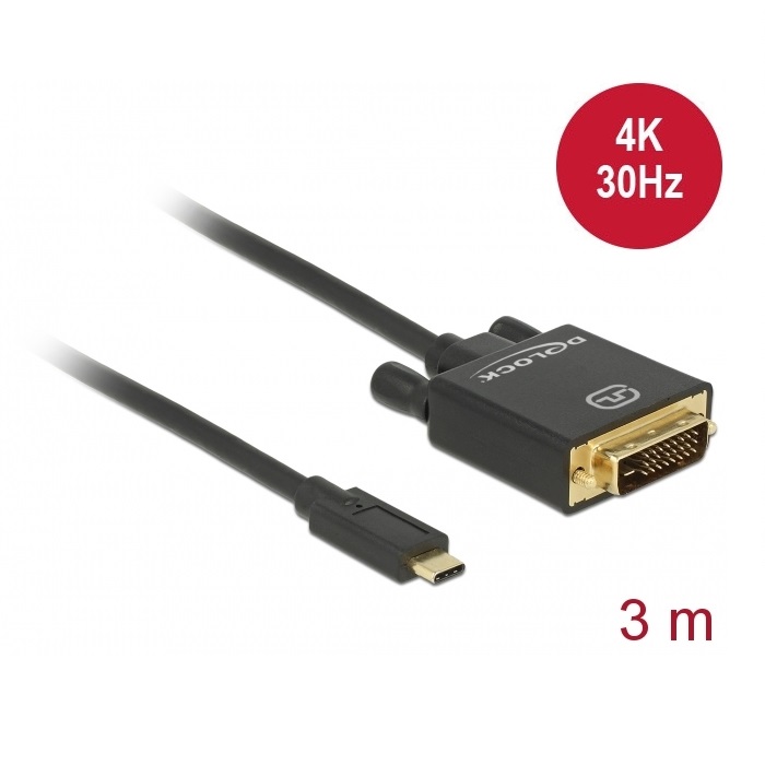Delock USB-C 3 > DVI-D 4K 30Hz 3m (85322)
