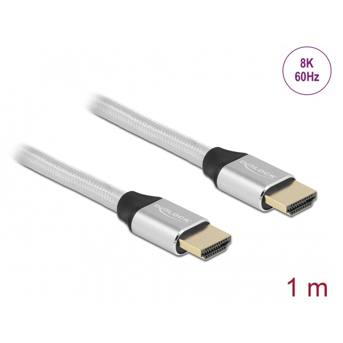 Delock HDMI Cable 48Gbps 8K 60Hz Silver 1m (85366)