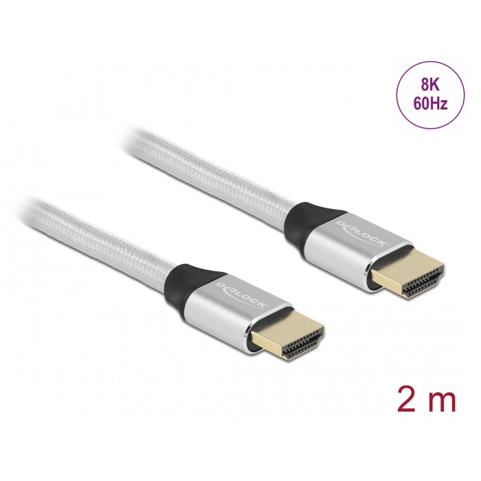 Delock HDMI Cable 48Gbps 8K 60Hz Silver 2m (85367)