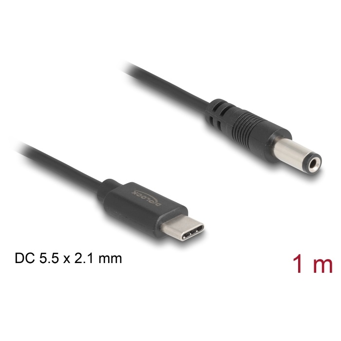 Delock USB TypeC Power Cable > DC 5.5 x 2.1 mm 1m (85397)