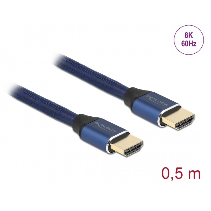 Delock HDMI Cable 48Gbps 8K 60Hz Blue 0.5m (85445)