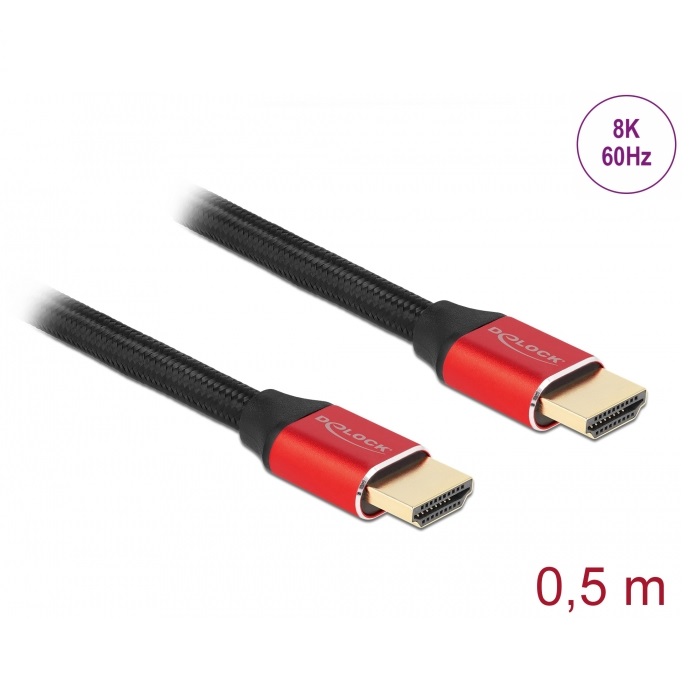 Delock HDMI Cable 48Gbps 8K 60Hz Red 0.5m (85772)