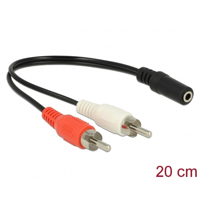 Delock 2 x RCA > Stereo 3.5mm 3pin M/F 20cm (85806)