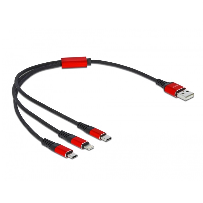 Delock USB-A > Lightning / 2 x USB TypeC 30cm (86708)