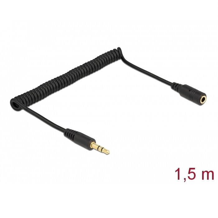 Delock Stereo Extension Coiled Cable 3.5mm 3pin 1.5m (86768)