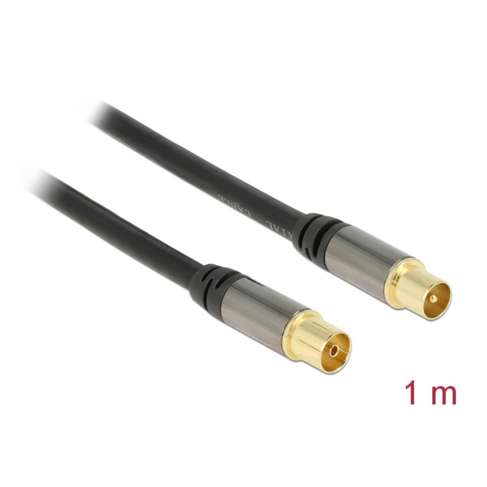 Delock Antenna TV Cable 85dB Plug > Jack 1m Black (88922)
