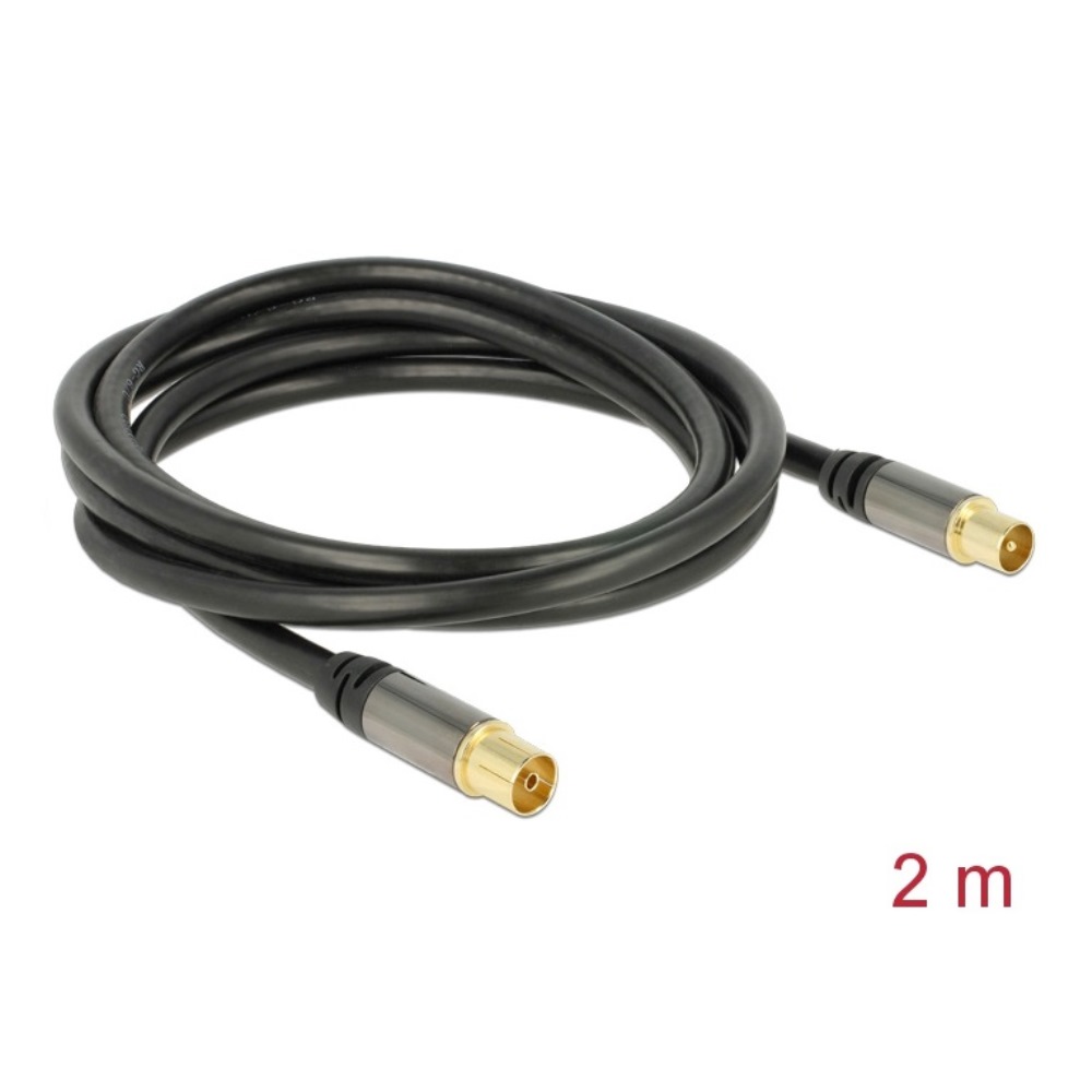 Delock Antenna TV Cable 85dB Plug > Jack 2m Black (88923)