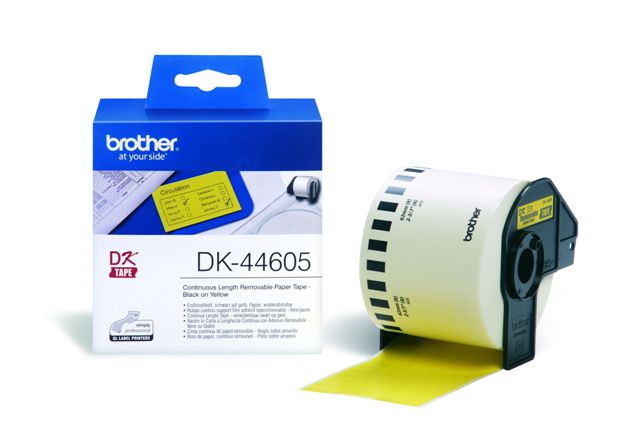 Brother DK-44605 Ρολό Αυτοκόλλητο Κίτρινο Θερμικό 62mm x 30.5m