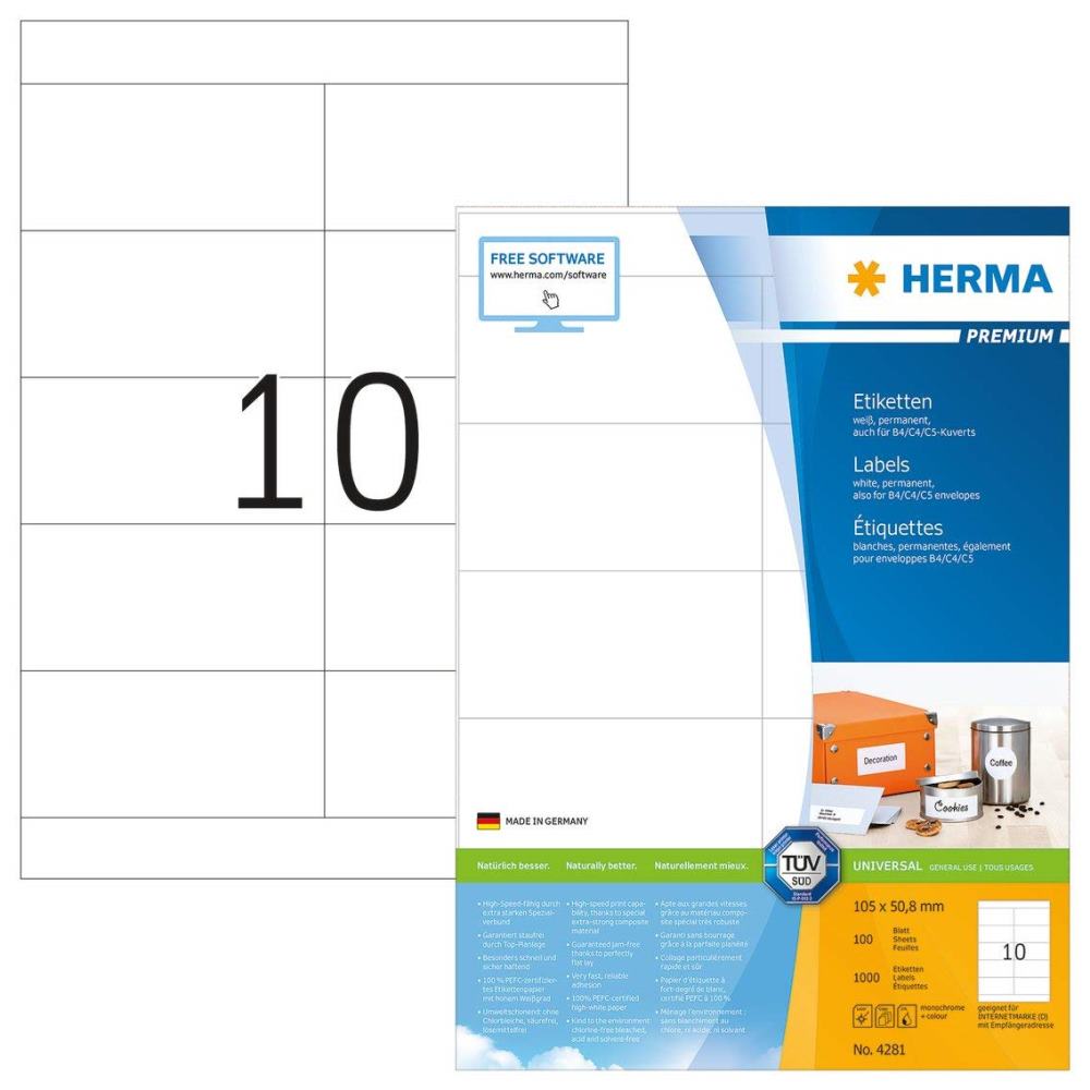 Herma Premium Labels 105mm x 50.8mm 100φ (4281)