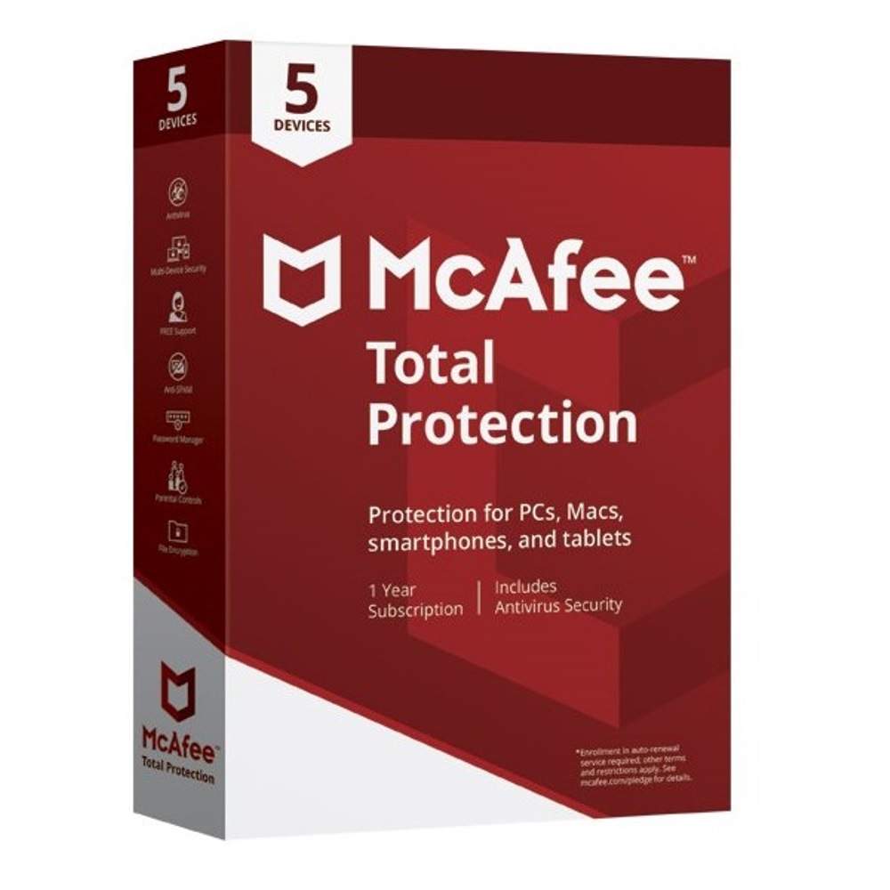 McAfee Total Protection 5 Devices 1 Year ESD