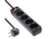 InLine 4-Port Schuko Power Strip Black 1.5m (16441D)