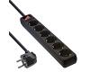 InLine 6-Port Schuko Power Strip Black 1.5m (16461S)