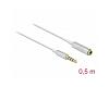Delock Stereo Extension Cable 3.5mm 4pin 0.5m Slim White (66072)