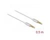 Delock Stereo Cable 3.5mm 4pin 0.5m Slim White (66073)