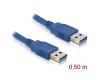 Delock USB-A 3.0 Data Cable M/M 0.5m Blue (83121)