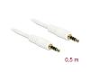 Delock Stereo Cable 3.5mm 4pin M/M 0.5m White (83439)