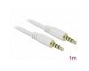 Delock Stereo Cable 3.5mm 4pin M/M 1m White (83440)