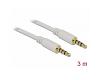 Delock Stereo Cable 3.5mm 4pin M/M 3m White (83442)