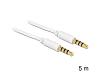 Delock Stereo Cable 3.5mm 4pin M/M 5m White (83443)